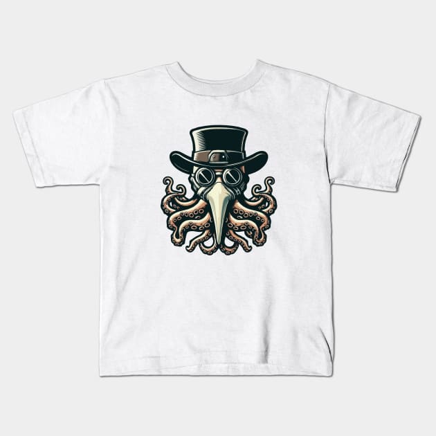 Tentacles Plague Doctor Kids T-Shirt by katzura